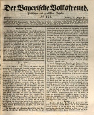 Der bayerische Volksfreund Sonntag 2. August 1846