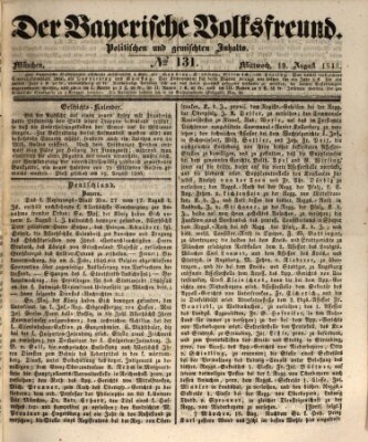 Der bayerische Volksfreund Mittwoch 19. August 1846