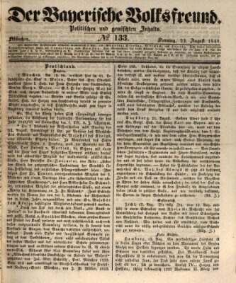 Der bayerische Volksfreund Sonntag 23. August 1846