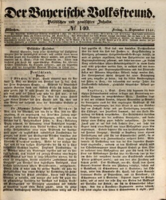 Der bayerische Volksfreund Freitag 4. September 1846