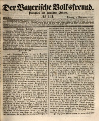 Der bayerische Volksfreund Sonntag 6. September 1846