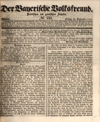 Der bayerische Volksfreund Freitag 25. September 1846