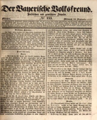 Der bayerische Volksfreund Mittwoch 30. September 1846