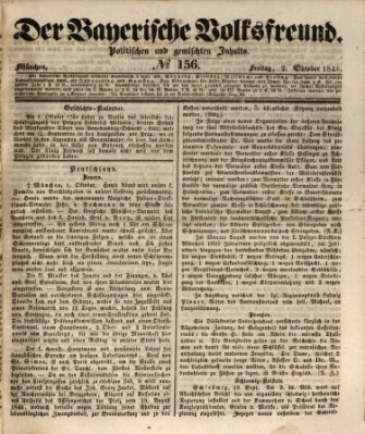 Der bayerische Volksfreund Freitag 2. Oktober 1846