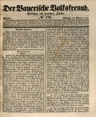 Der bayerische Volksfreund Dienstag 27. Oktober 1846