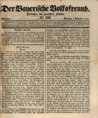 Der bayerische Volksfreund Dienstag 1. Dezember 1846