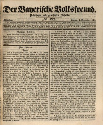 Der bayerische Volksfreund Freitag 4. Dezember 1846