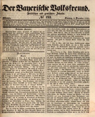 Der bayerische Volksfreund Sonntag 6. Dezember 1846