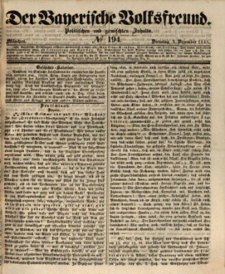 Der bayerische Volksfreund Dienstag 8. Dezember 1846