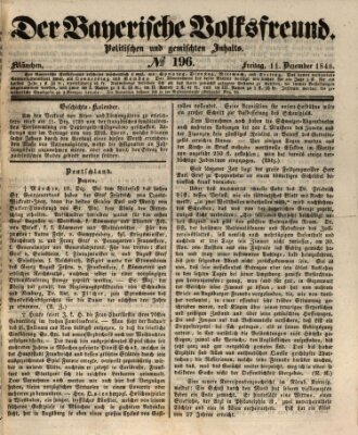 Der bayerische Volksfreund Freitag 11. Dezember 1846