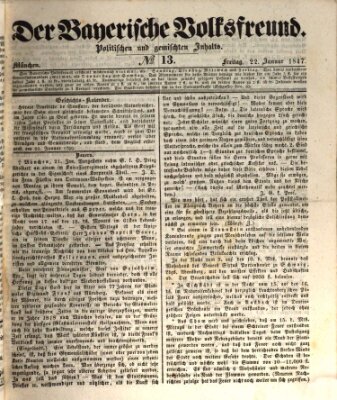 Der bayerische Volksfreund Freitag 22. Januar 1847