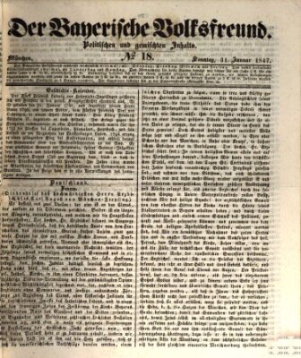 Der bayerische Volksfreund Sonntag 31. Januar 1847