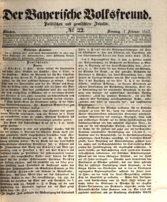 Der bayerische Volksfreund Sonntag 7. Februar 1847