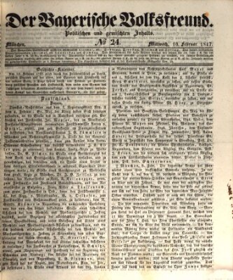 Der bayerische Volksfreund Mittwoch 10. Februar 1847