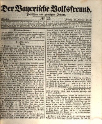 Der bayerische Volksfreund Freitag 12. Februar 1847