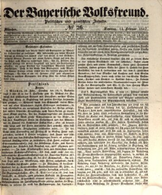 Der bayerische Volksfreund Sonntag 14. Februar 1847