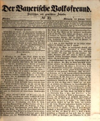 Der bayerische Volksfreund Mittwoch 24. Februar 1847