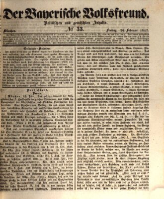 Der bayerische Volksfreund Freitag 26. Februar 1847