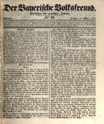 Der bayerische Volksfreund Freitag 19. März 1847