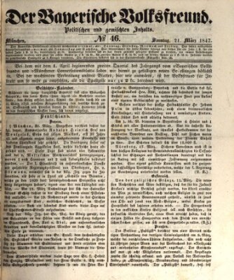 Der bayerische Volksfreund Sonntag 21. März 1847