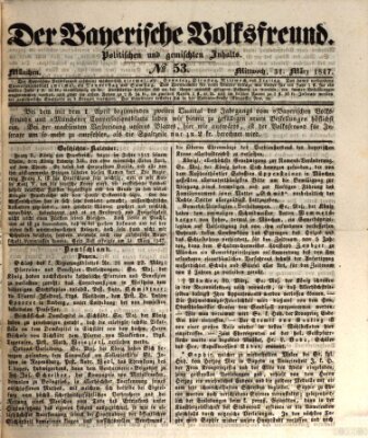 Der bayerische Volksfreund Mittwoch 31. März 1847