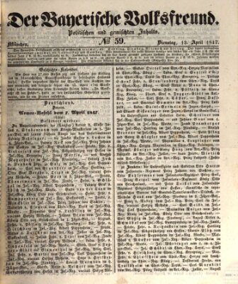 Der bayerische Volksfreund Dienstag 13. April 1847