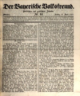 Der bayerische Volksfreund Freitag 16. April 1847