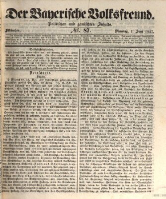 Der bayerische Volksfreund Dienstag 1. Juni 1847