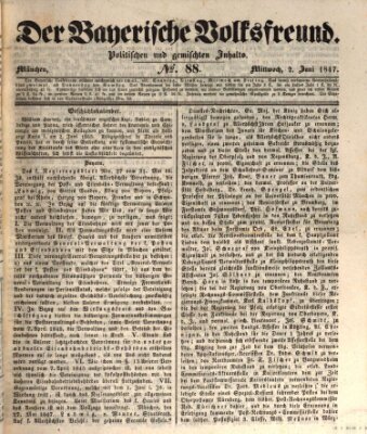 Der bayerische Volksfreund Mittwoch 2. Juni 1847