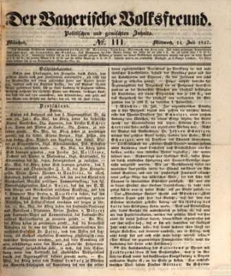 Der bayerische Volksfreund Mittwoch 14. Juli 1847