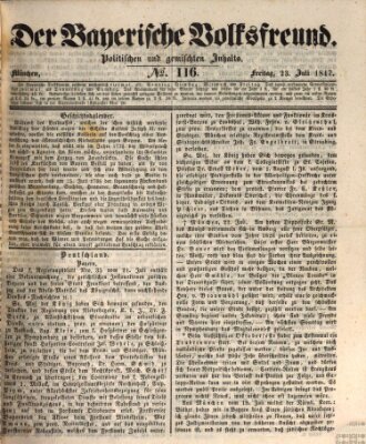 Der bayerische Volksfreund Freitag 23. Juli 1847