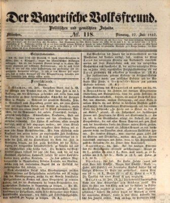 Der bayerische Volksfreund Dienstag 27. Juli 1847