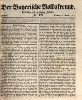 Der bayerische Volksfreund Sonntag 1. August 1847