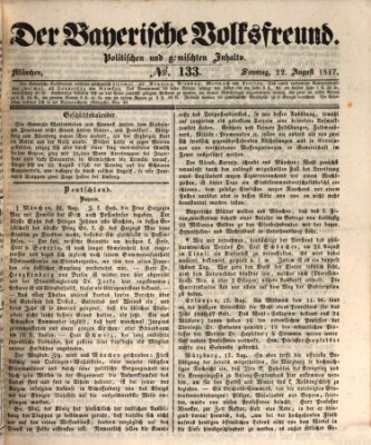 Der bayerische Volksfreund Sonntag 22. August 1847