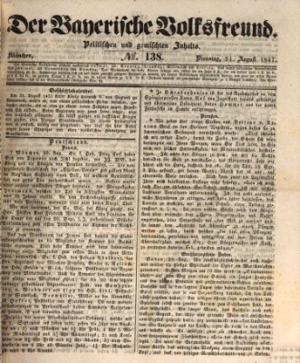 Der bayerische Volksfreund Dienstag 31. August 1847