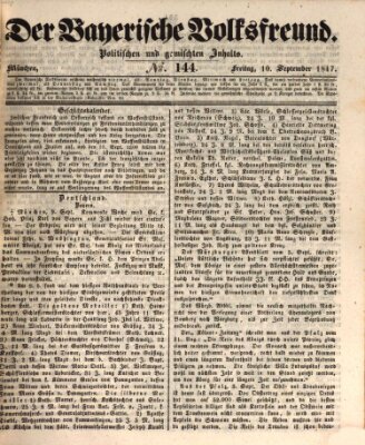 Der bayerische Volksfreund Freitag 10. September 1847