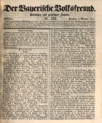 Der bayerische Volksfreund Sonntag 3. Oktober 1847