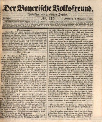 Der bayerische Volksfreund Mittwoch 3. November 1847