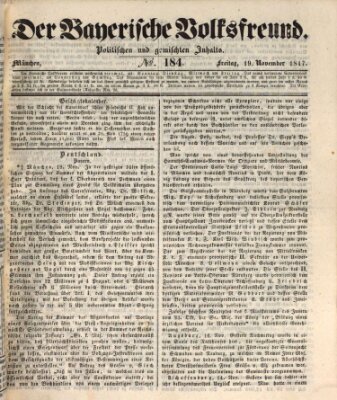 Der bayerische Volksfreund Freitag 19. November 1847