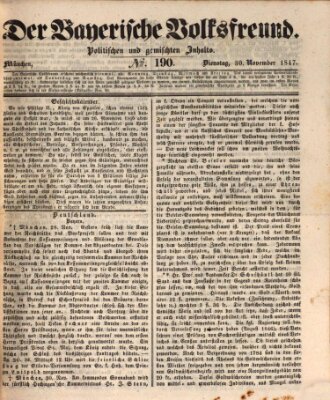 Der bayerische Volksfreund Dienstag 30. November 1847