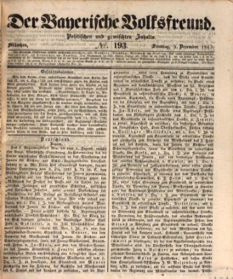 Der bayerische Volksfreund Sonntag 5. Dezember 1847