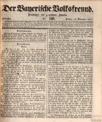 Der bayerische Volksfreund Freitag 10. Dezember 1847