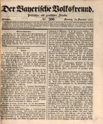 Der bayerische Volksfreund Dienstag 28. Dezember 1847