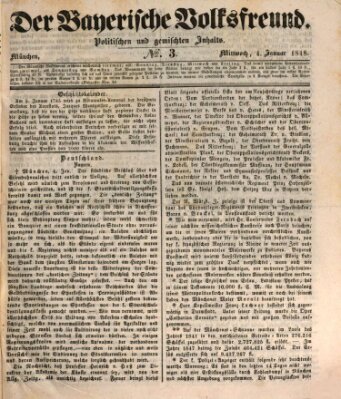 Der bayerische Volksfreund Dienstag 4. Januar 1848