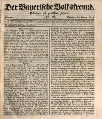 Der bayerische Volksfreund Sonntag 13. Februar 1848