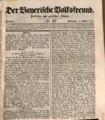 Der bayerische Volksfreund Mittwoch 22. März 1848