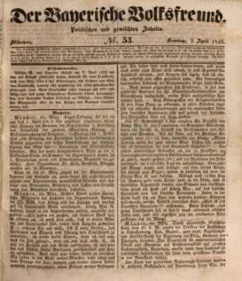 Der bayerische Volksfreund Sonntag 2. April 1848