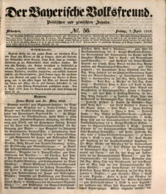 Der bayerische Volksfreund Freitag 7. April 1848