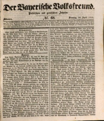 Der bayerische Volksfreund Sonntag 30. April 1848