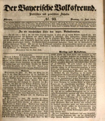 Der bayerische Volksfreund Dienstag 13. Juni 1848